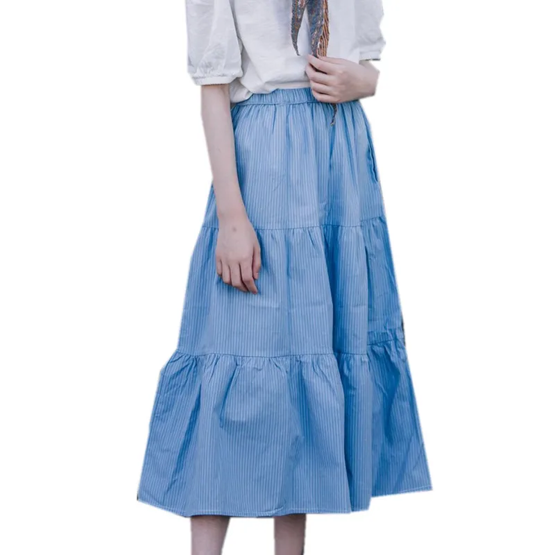 

kids teen girls summer cotton striped tiered flare midi skirt 6 to 16 years children girl fashion casual skirts clothing