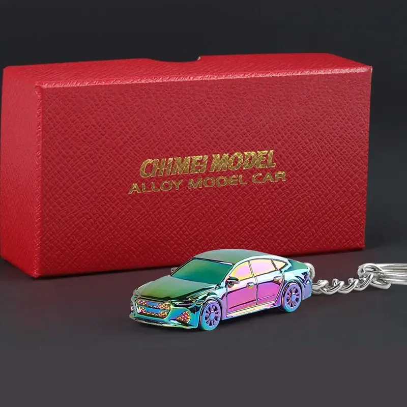 1/64 Nissan GTR-R34 RS7 Electroplating Version Hanging Key Chain Sports Car Key Set Ring Metal Racing V Car Model Children Gift 5