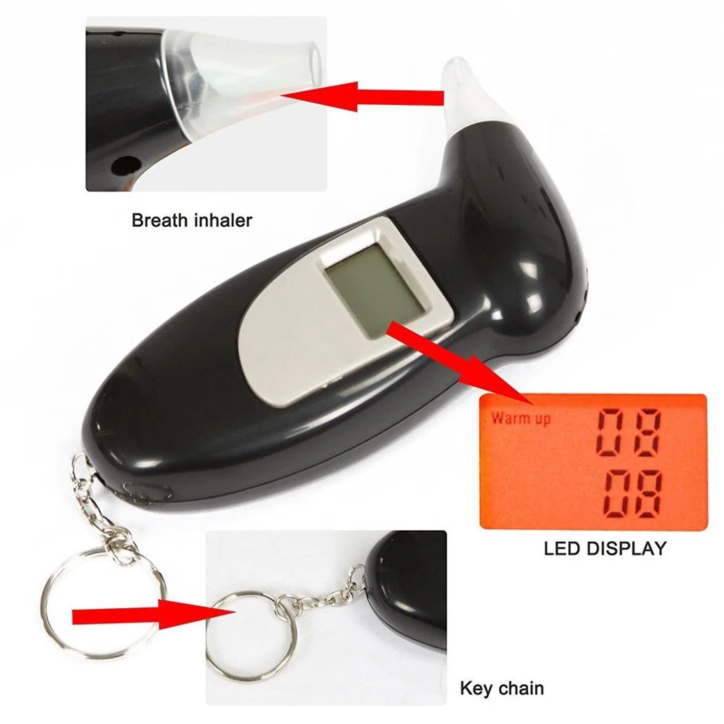 LED Display Alcohol Tester Automatic Backlight Light Professional Digital Breathalyzer Test Tools