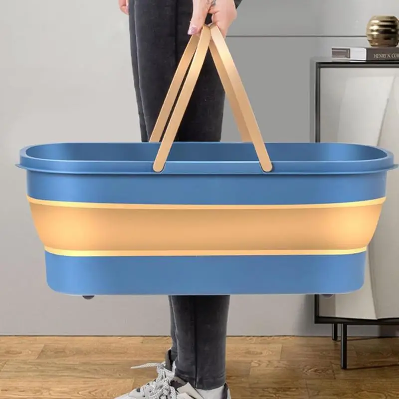 Foldable Mop Bucket Washing Basin Multi Purpose Rectangular Cleaning Bucket Household Item For Washing Fishing Space Saving