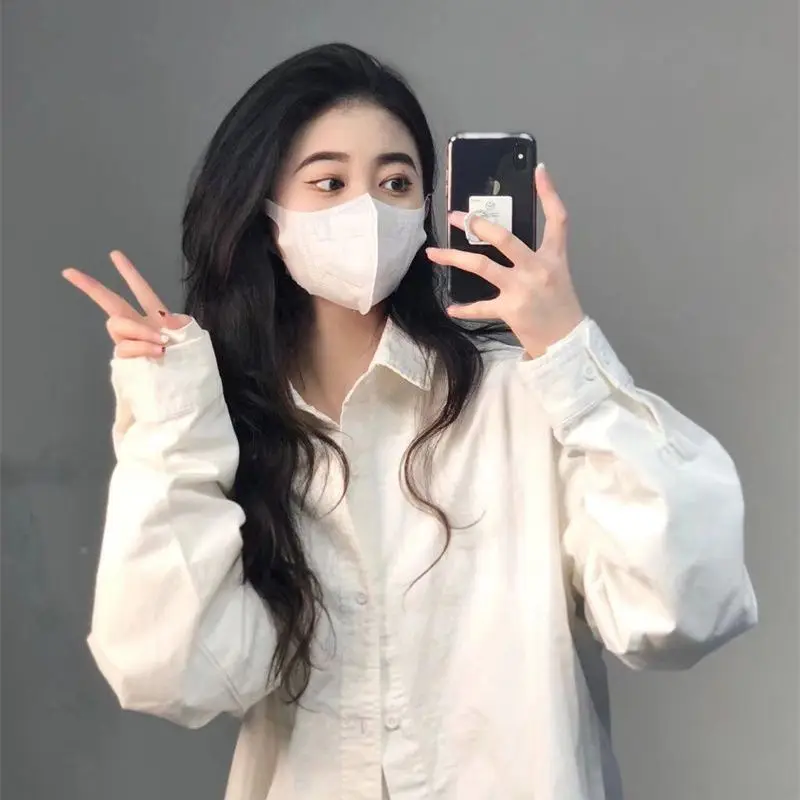 High-end design niche basic white shirt womens long-sleeved inner and outer shirt loose and comfortable top spring autumn jacket
