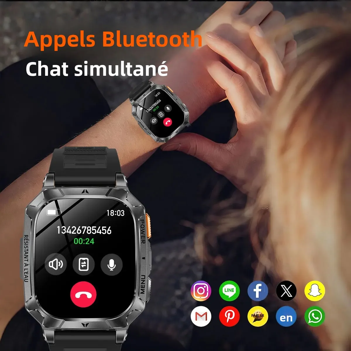 Smartklocka för herr med gps amoled skärm och lång batteritid_voghion.com