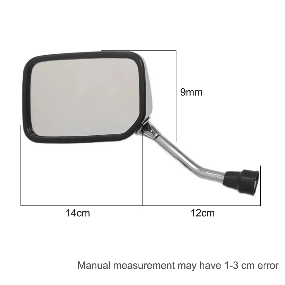 Motorcycle Square Mirrors 10mm M10 Thread Pair for Scooter Baron BMS Retro Lance Vintage Rear View Mirrors