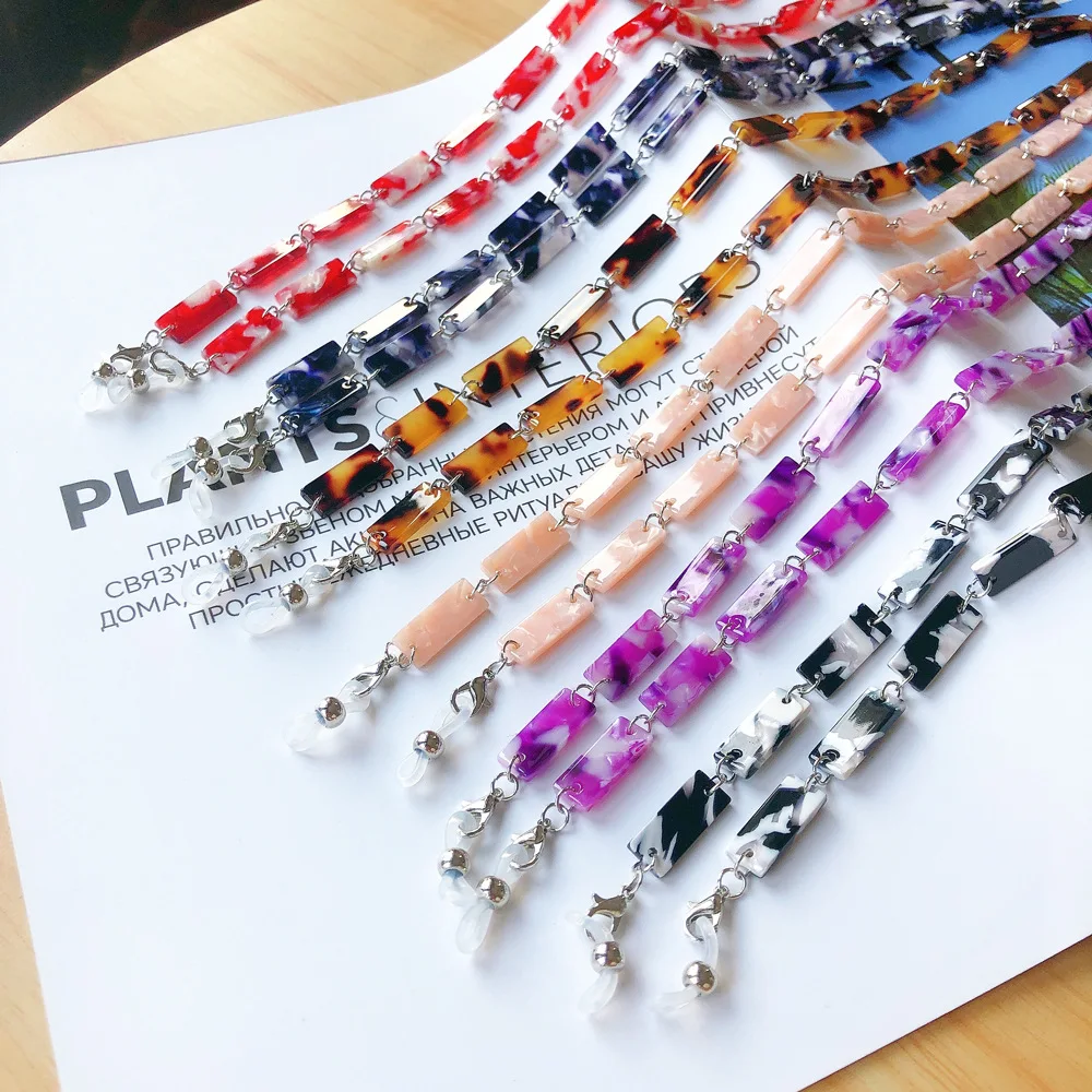 

Fashion Acrylic Eyewear Chain Hanging Chain Leopard Print Square Acrylic Outdoor Glasses Strap