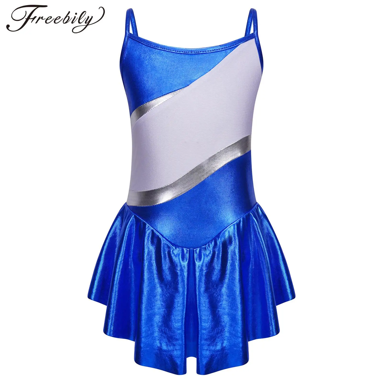 

Kids Girls Ballet Dance Dress Sleeveless Contrast Color Leotard Tutu Skating Gymnastics Jazz Dance Stage Perdormance Dancewear
