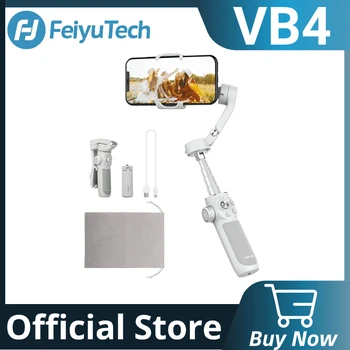 FeiyuTech 공식 VB4 스마트폰 안정기 얼굴 추적 3축 휴대폰 짐벌 내장 셀카봉 초점 스틱 iPhone15 pro max/Huawei mate60 pro/Samsung/Xiaomi용 휴대용 및 접이식