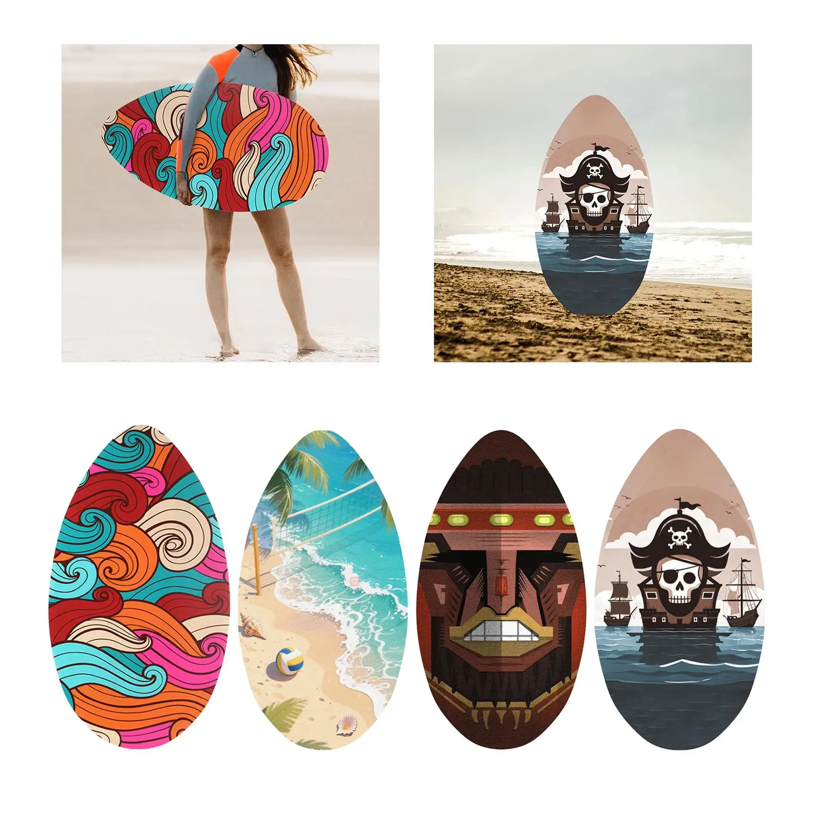 Skimboard 35 inch Wood Standing Small Surfboard for Beginners Adults Kids