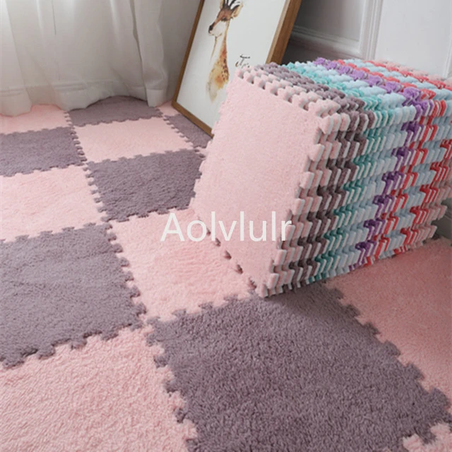 12pcs, Bedroom Full Padded Rug, Puzzle Fuzzy Mat, Splicing Carpet Rug,  Bedroom Living Room Rug, Kitchen Toilet Mat, Baby Crawling Mat, Tatami Dorm  Mat