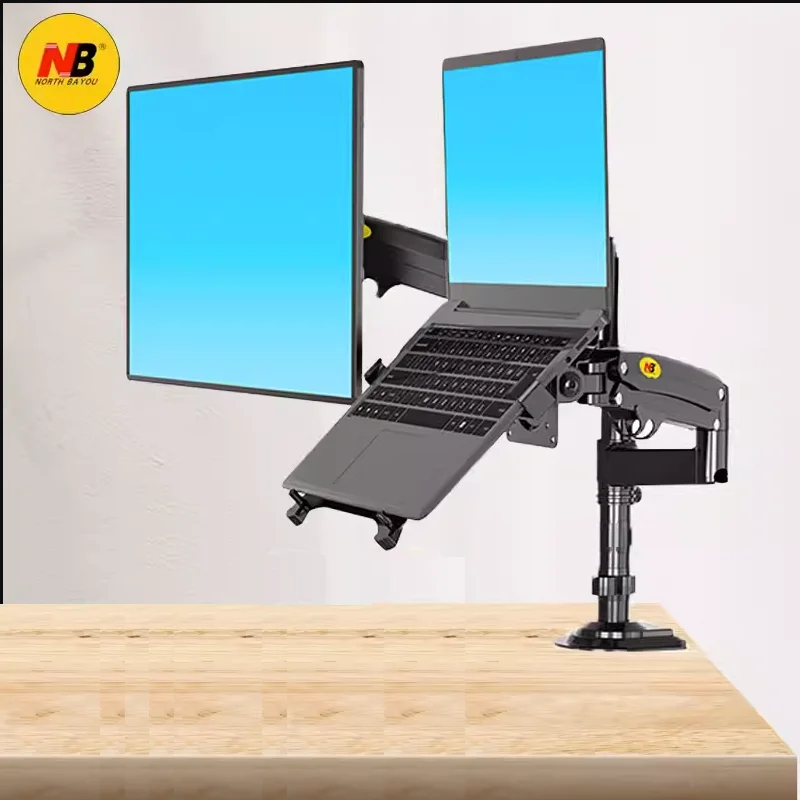 Lcd tv Monitor Desk Holder Gás Spring Full Motion Braço Duplo Braçadeira Buraco Laptop Notebook Mount 22 32 10 17 2-12kg nb H180 Fp2