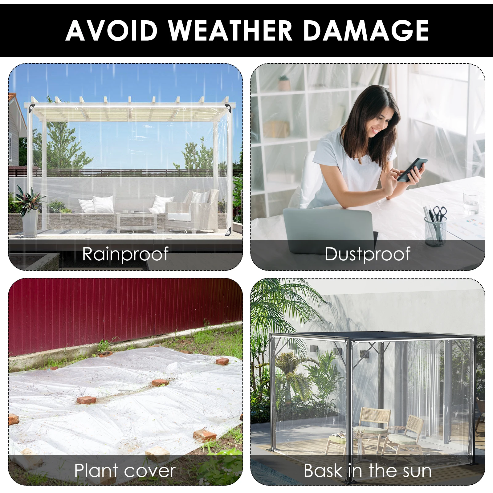 Waterproof Transparent Tarp Curtain Cover