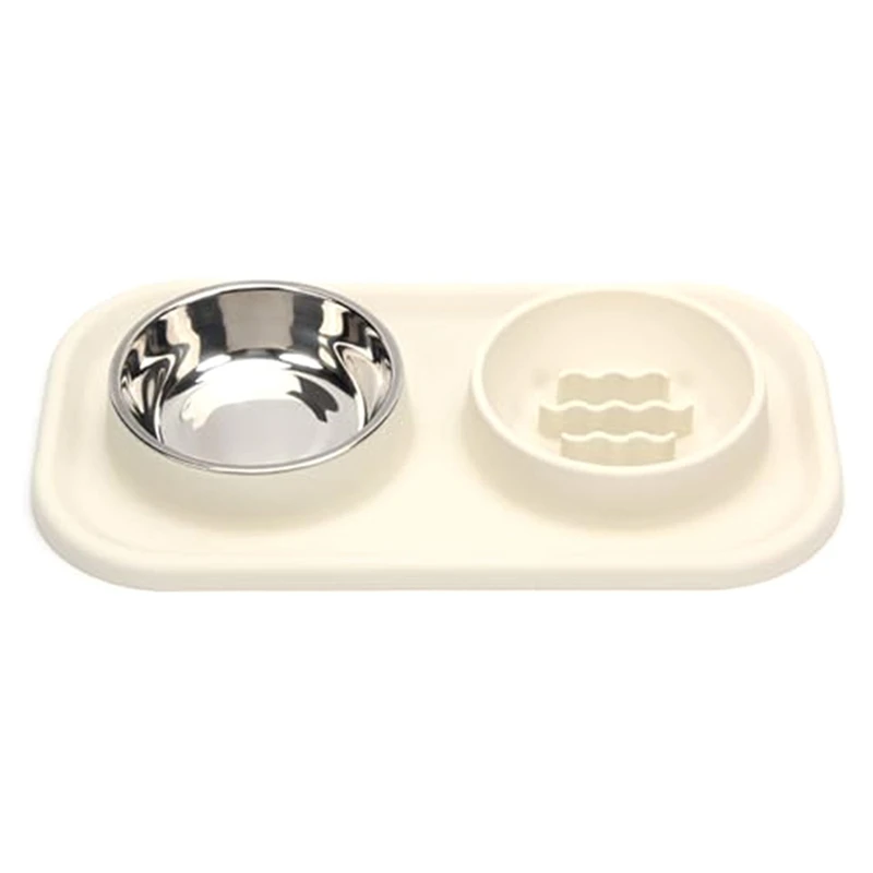 

Миска для медленного кормления для домашних животных или кошек и собак/не скользящая, не протекающая, коврик для еды с чашей из нержавеющей стали