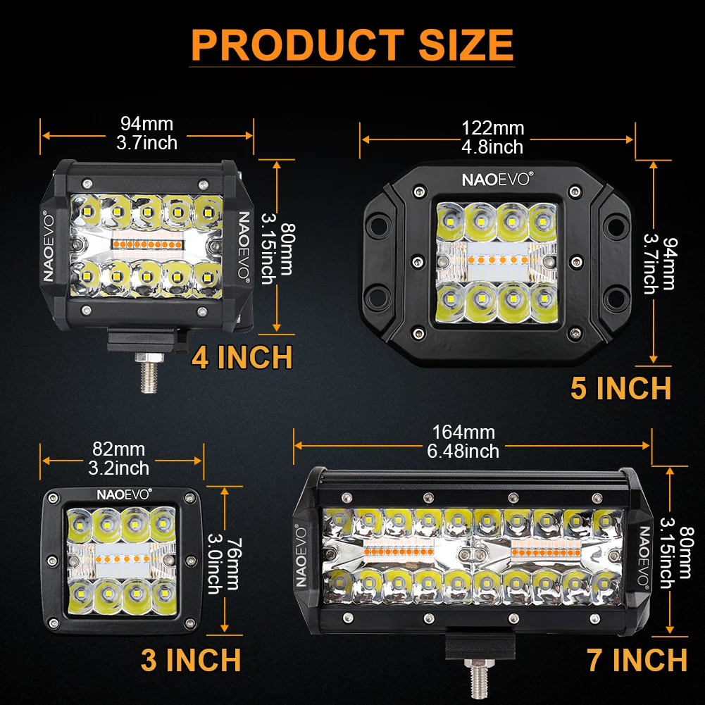 NASOevo-LEDライトバー,4x4,72/120/240W,6モード,白色光ストロボ,車,トラック,ボート用 AliExpress