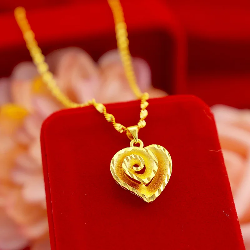 de corazón de melocotón de Color dorado 18 k para mujer Original de HOYON para mujer, joyería de boda, colgante de amor, regalo para niña, compras gratis _ - AliExpress Mobile