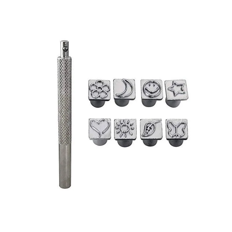 9Pcs Leather Pattern Stamping Tool Set for DIY Handmade Craft Hand Tools Engraving Tools