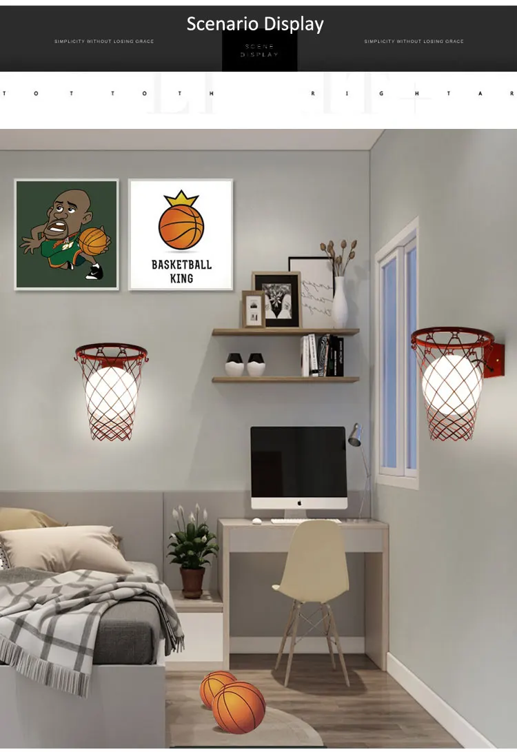 sala estar quarto estudo escritório crianças personalizado basquete lâmpada parede