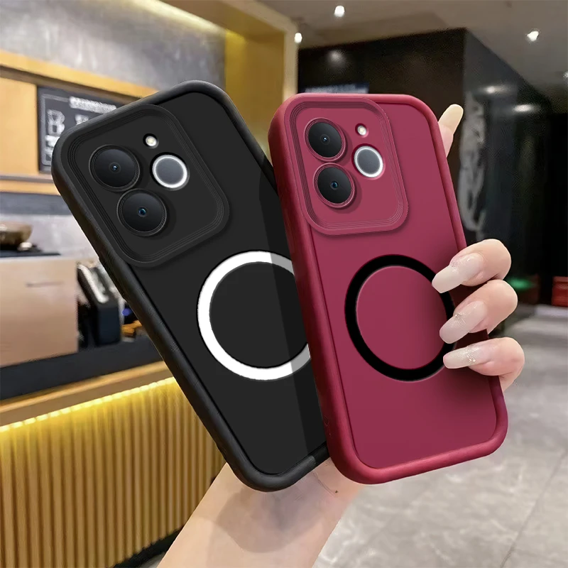 Candy Colored Soft Silicone Phone Case with Wireless Magnetic Ring Sticker
