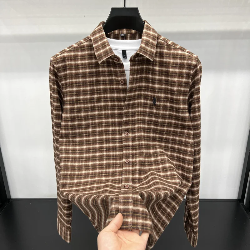 جديد الراقية الفاخرة 100 القطن قميص رجالي التلبيب...