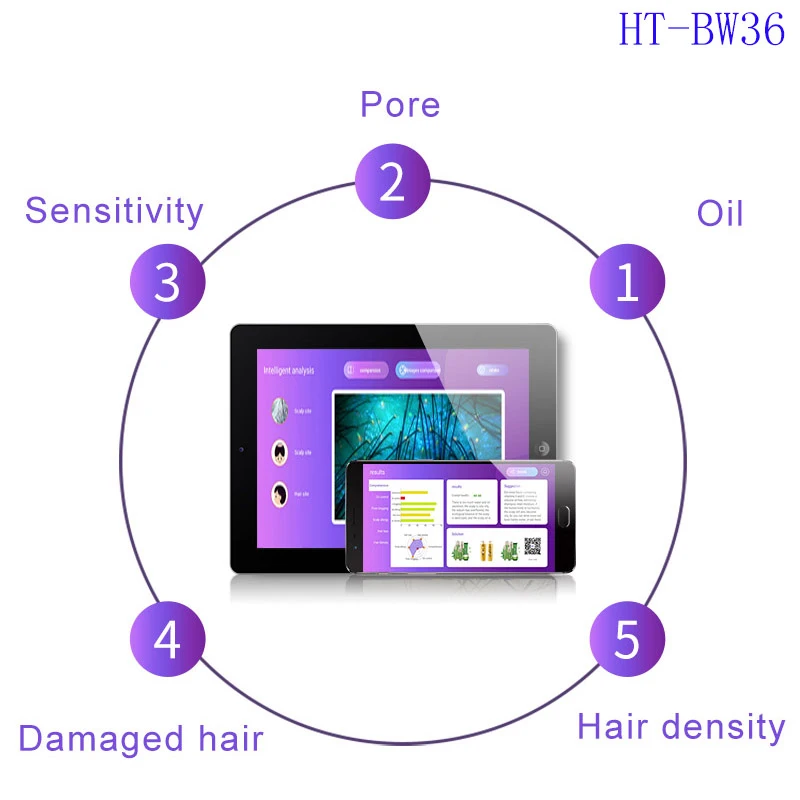 50-200X hair follicle detector instrument AI smart wireless digital microscope wifi scalp and skin management analyzer