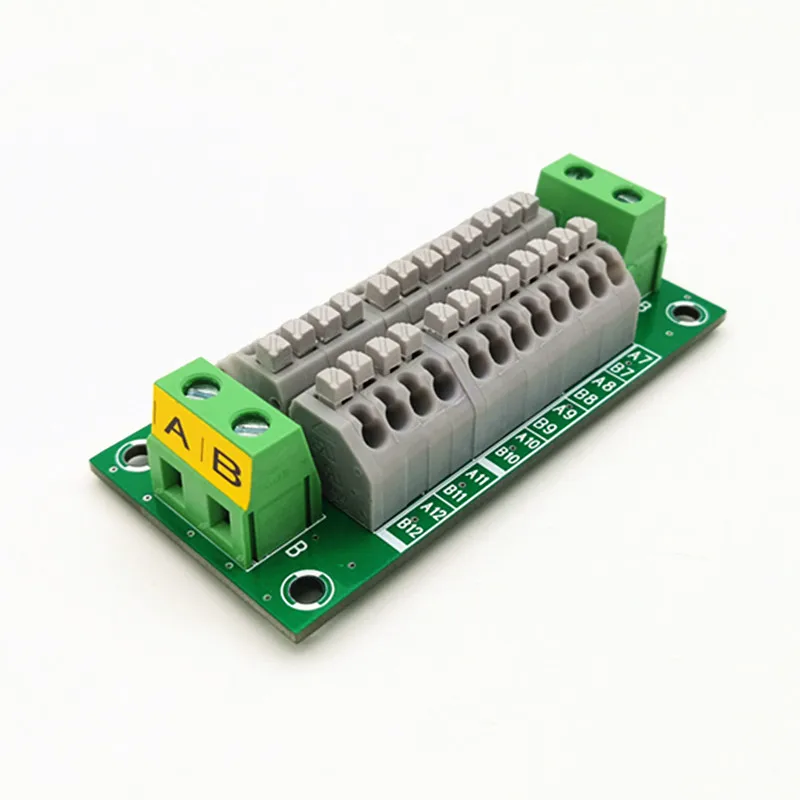 DIN Rail Mount 2x8 Position Screw Terminal Block - Power Distribution Module, 250V 40A, 35mm Rail Compatible