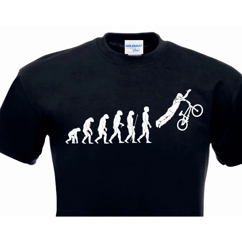 Moda Classica Abbigliamento Fitness Uomo T-Shirt Top Evolution Bmx Biker Half Pipe Ramp Freestyle Trail Tricks Cool Tee Shirts