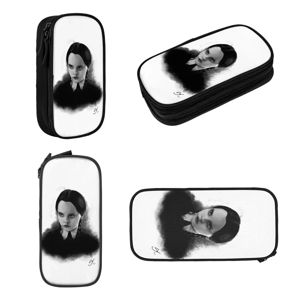 Wednesday Addams Pencil Cases Large Storage Pen Bags Pen Box Pencil Pouch For Boys Girls Students Stationery School Office