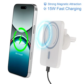 Magnet Wireless Car Charger 15W Phone Holder Car Air Vent Fast Charging Pad For Magsafe iPhone 17 16 15 14 13