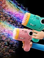 Kids 40 Hole Dinosaur Bubble Gun Toys Summer Soap Water Bubble Machine 2-in-1 Electric Bubble Machine For Children Gift Toys