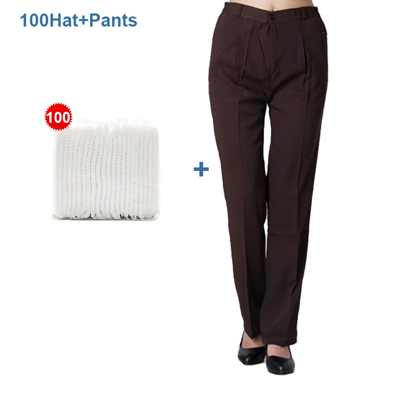 New Ladies Black Waiters Work Wear Cleaner Pants Uniforms Female Best Chef Pants Hotel Restaurant Kitchen Trousers Hygienic hat