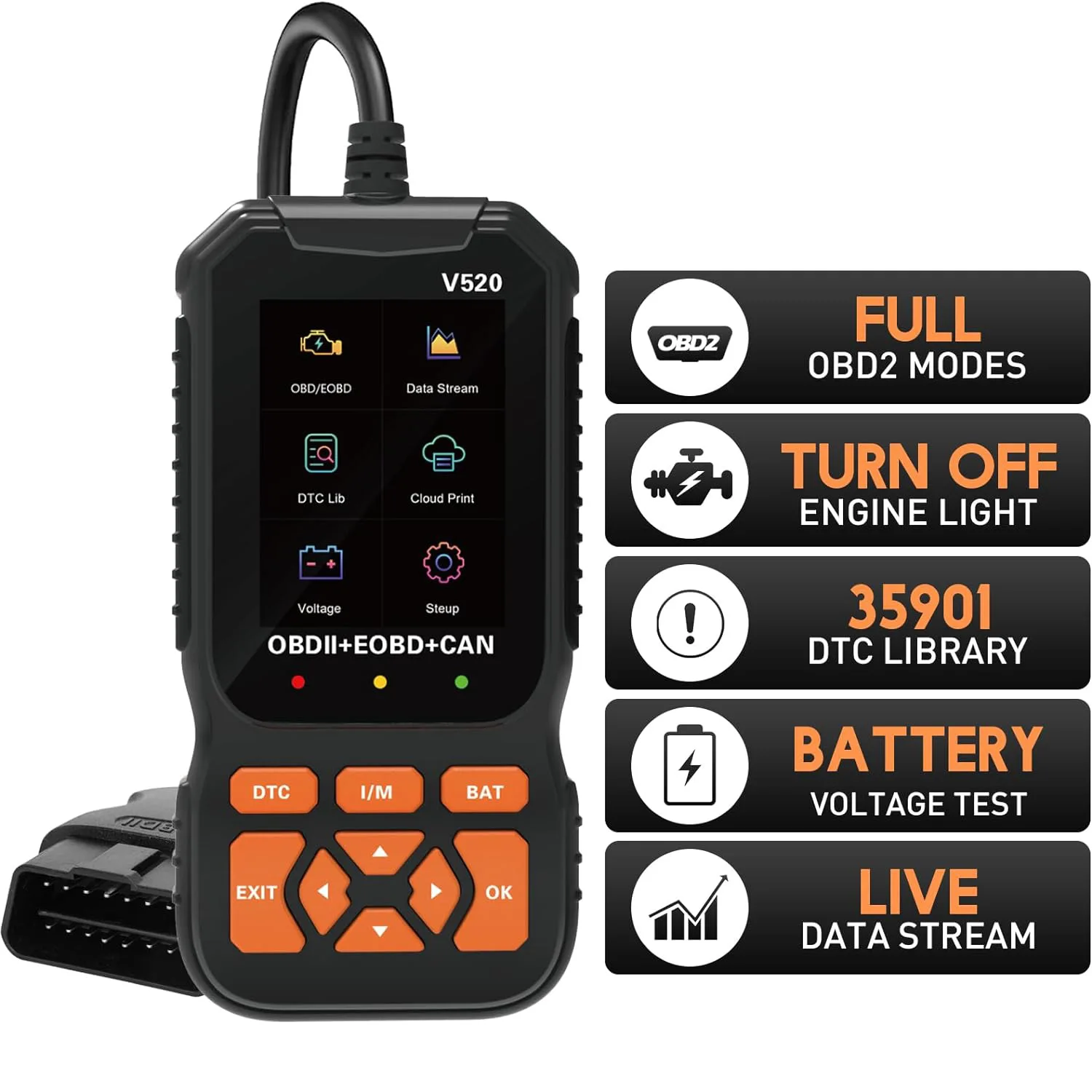 Strumento di scansione diagnostica per scanner per auto OBD2, lettore di codici di guasto per veicoli meccanici professionali, codice di guasto per lettura automatica Controllo luce del motore Fo