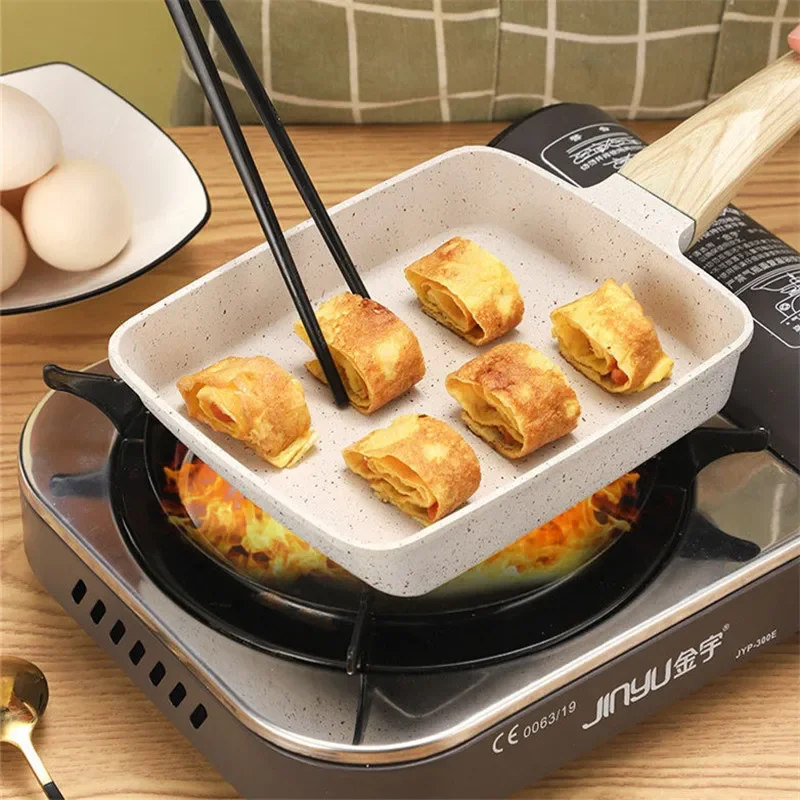 Pan Nonstick Japanese Omelette Pan Egg Roll Anti Scalding Handle Breakfast Maker Cookware for All Stove Frying