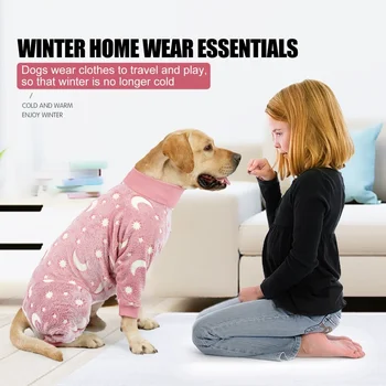 Soft Dog Pajama 4 Legged Warm Fleece Stretchable Dog Pajamas Onesie Pet Pjs Full Body Cover Dog Jumpsuit Clothing 2