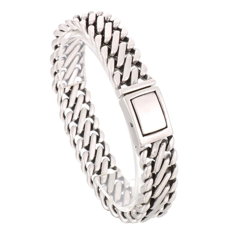 

16mm 8.66inch Cool Stainless Steel Braided Chain Knit Link Bracelet Bangle For Mens Women Boys Great Gift for Friends Father