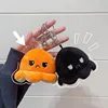 Cute flip change face small octopus pendant schoolbag couple keychain plush charm flip octopus bag accessories couple gift 1