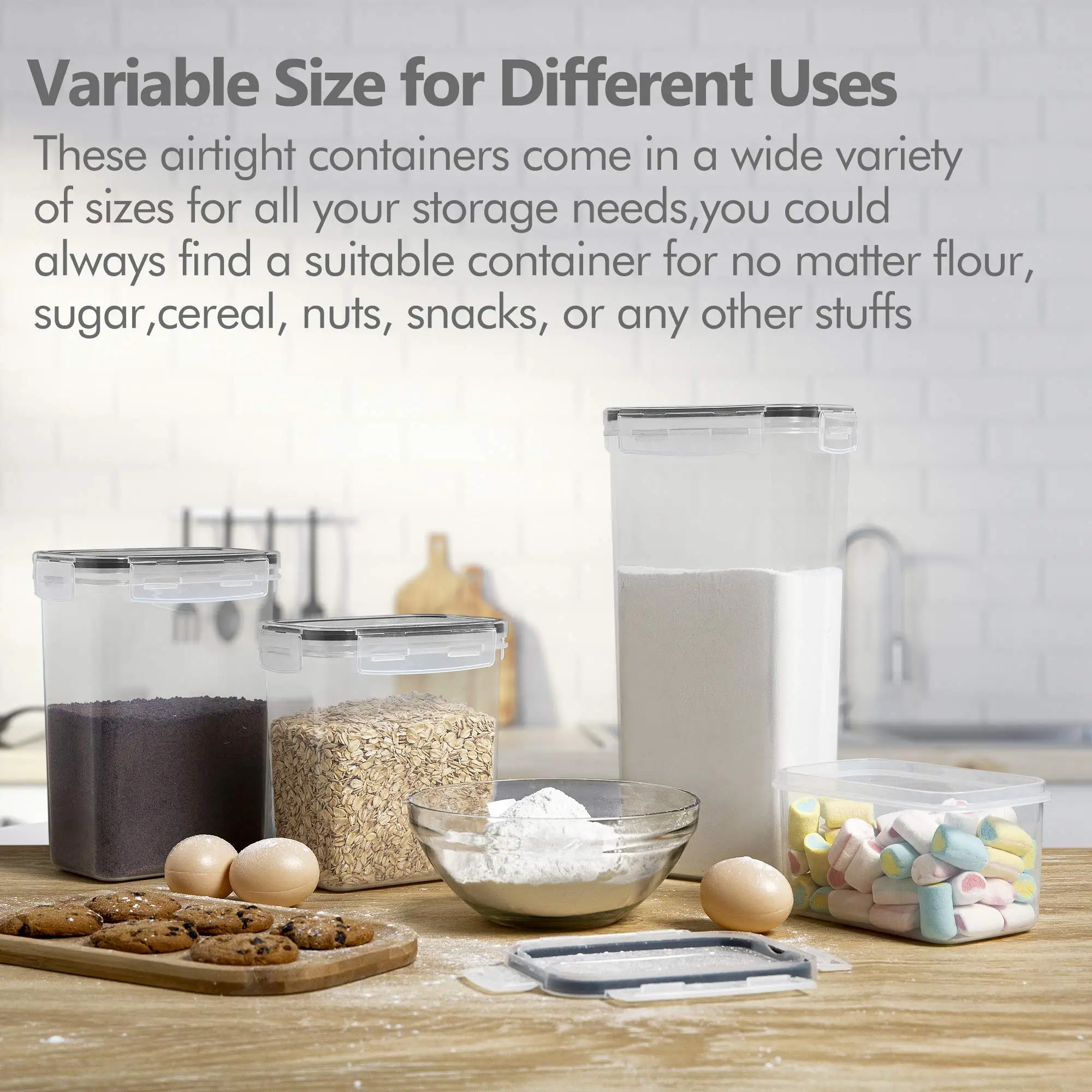 Kitchen Storage Container Set with Lid for Dry Fruit Nuts Flour