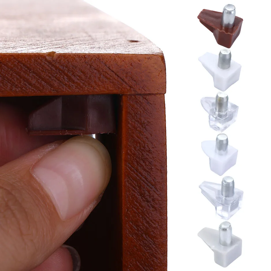 Shelf Bracket Shelf Studs Pegs with Metal Pin Shelves Support Seperator Fixed Cabinet Cupboard Wooden Furniture 20Pcs