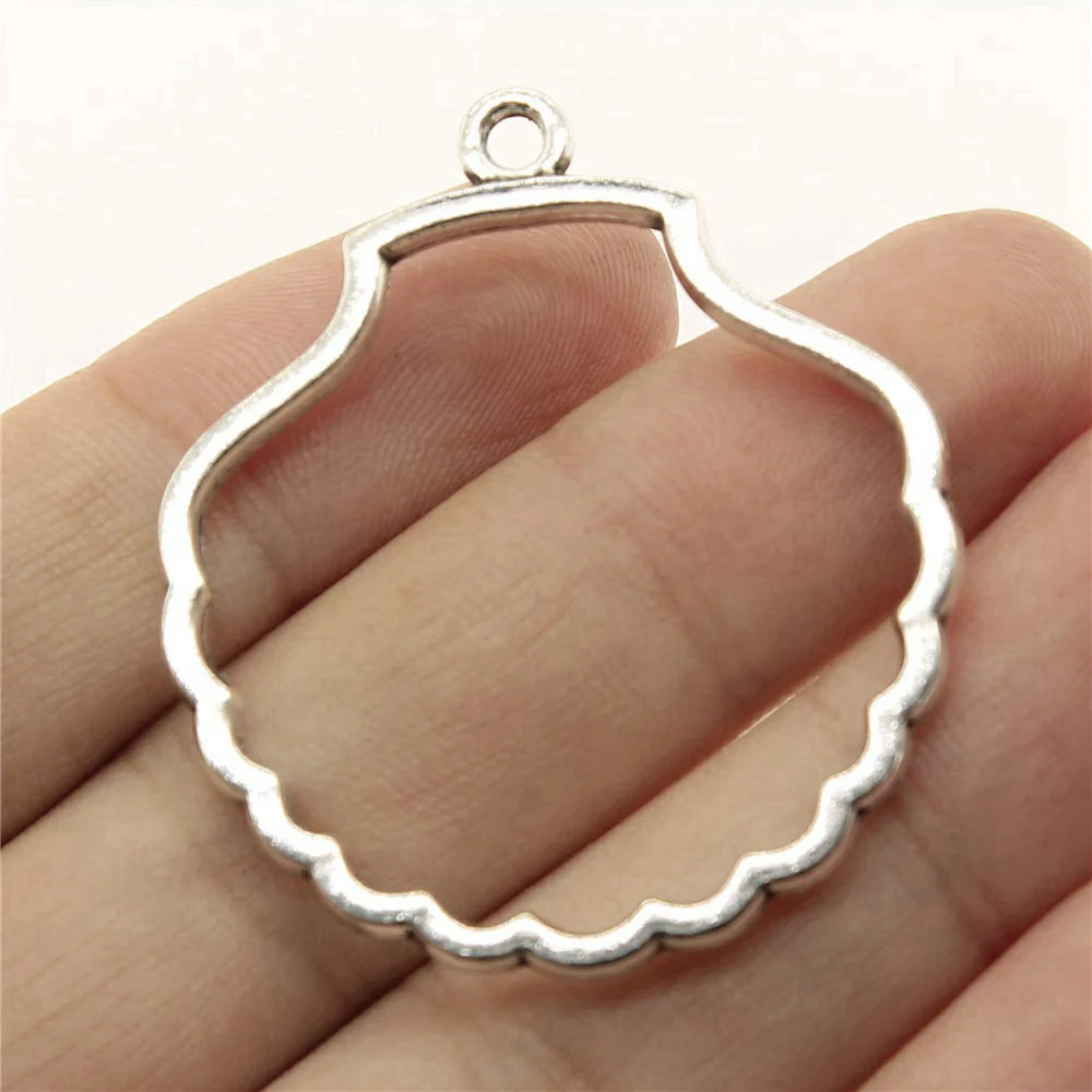 

Jewellery Making Supplies Shell Shape Metal Frame Charms New In Decoration 4pcs