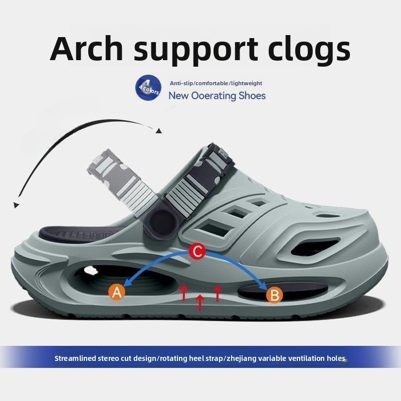  Orthopedic Slippers with Arch Support Anti Slip Soft Sole Summer Cool Hole Shoes Thick Bottom Breathable Walking Sandals 