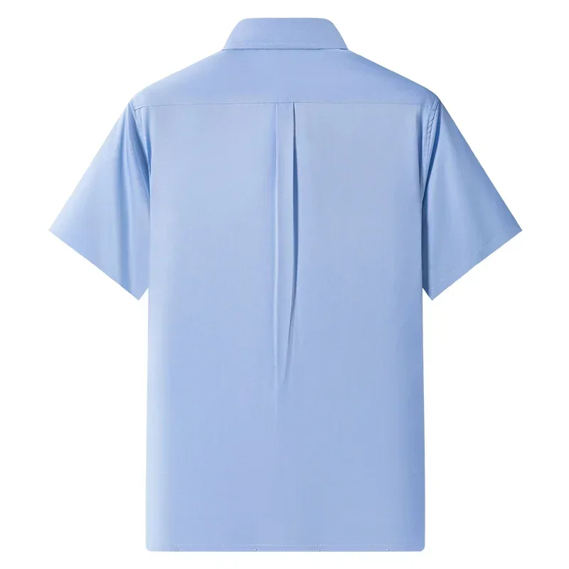 2024 NEW IN Summer Men's Shirt Non-Ironing Anti-Wrinkle Business Casual Solid Color Elastic Smooth Short Sleeves Work Social 4