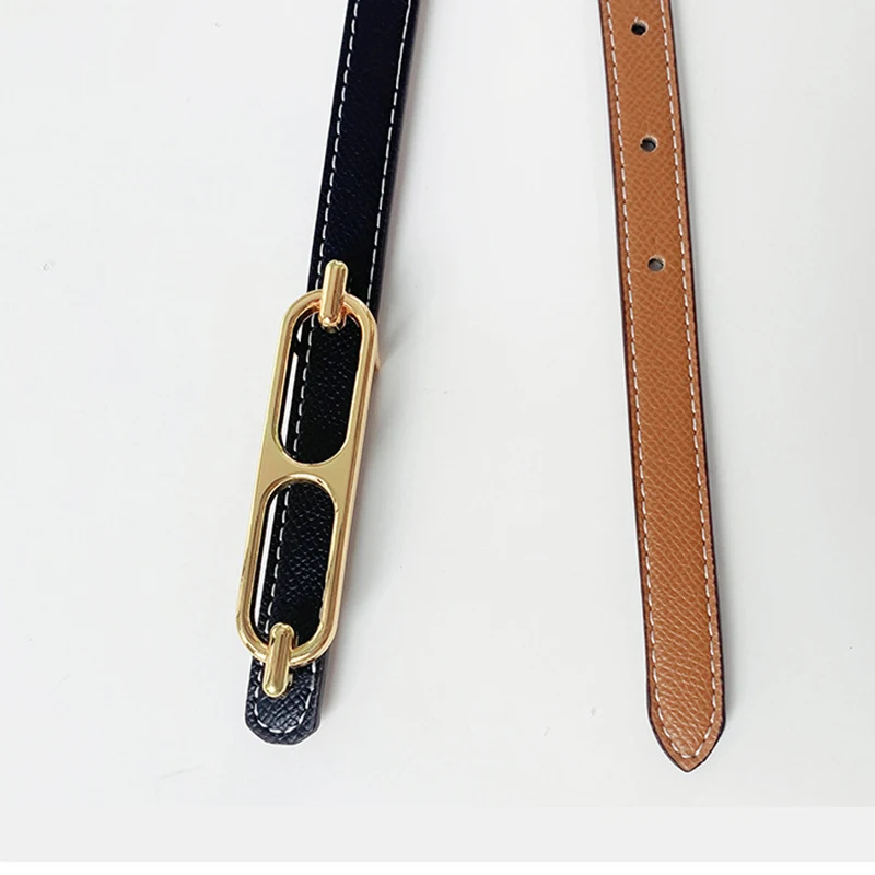 N/A Cinturones de vestir ajustables de piel sintética para mujer,  cinturones de cintura delgados delgados para mujer, correa de color dorado