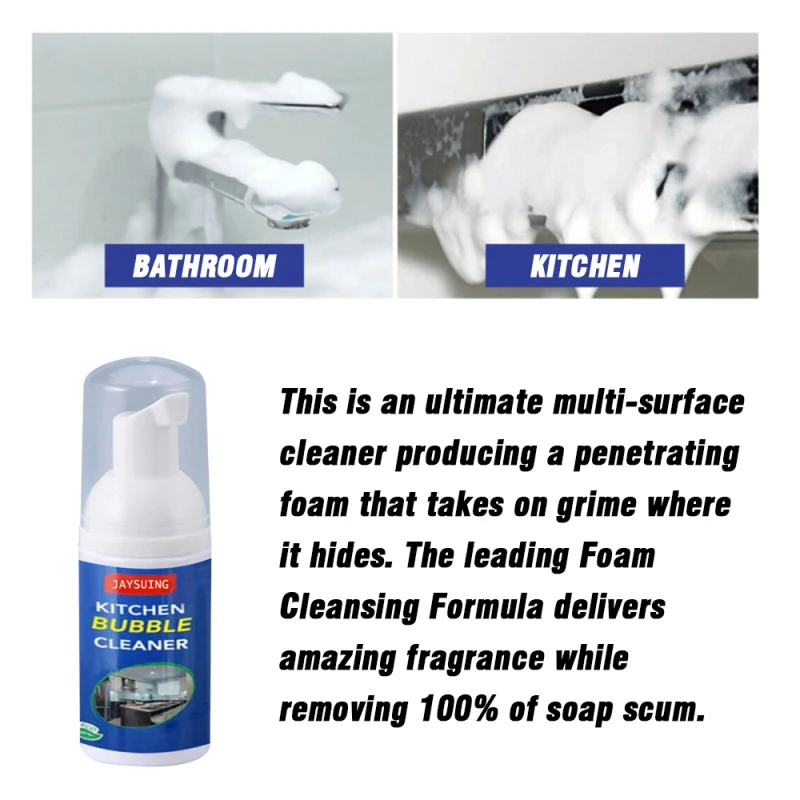 Cleaning Bubble Spray Kitchen Grease Cleaner Rust Remover Home Dirt Oil Descaling Detergent Bubble Foam 30ML