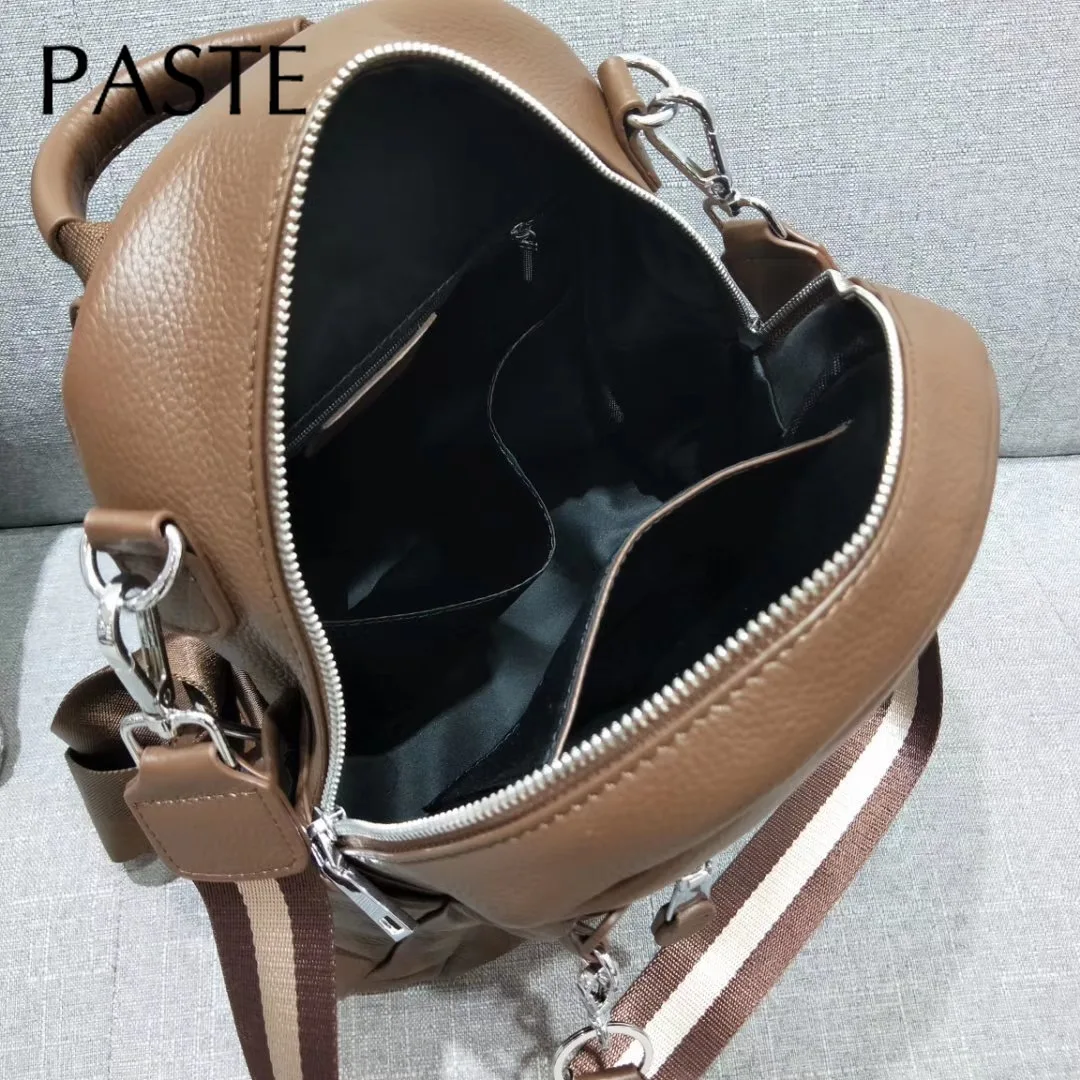 2024 Rivet Large Capacity Women Backpack Full Top Genuine Real Cow Leather Female Shoulder Bag High Quality  Ladies's Schoolbag 6