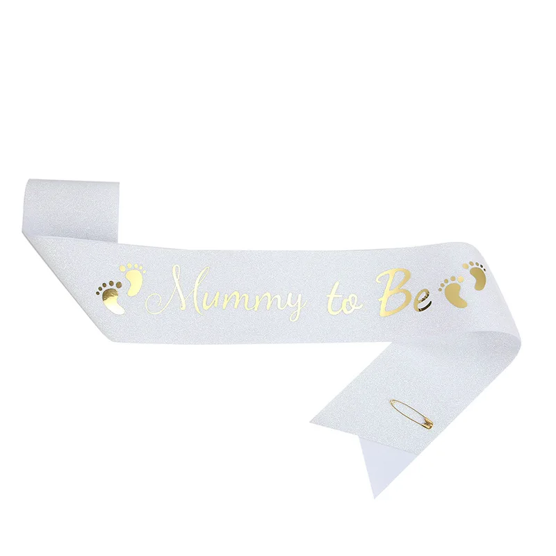 Glitter Satin Sash Set for Expectant Parents - Baby Shower & Gender Reveal Party Decoration