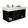 40 Inch Modern Wall Mounted Bathroom Vanity with Ceramic Sink. Quick Assembly Solid Wood Floating Bathroom Vanity Cabinet 2