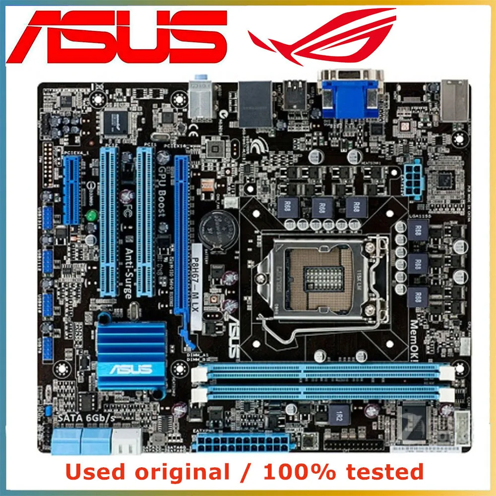

Материнская плата для ASUS P8H67-M LX, материнская плата LGA 1155 DDR3 16G для настольных ПК, материнская плата SATA III PCI-E 3,0 X16