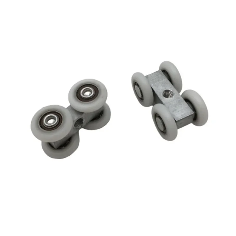 2pcs aluminum pulley bathroom glass moving door Sliding Door 4 Wheels roller mute pulley shower room accessories