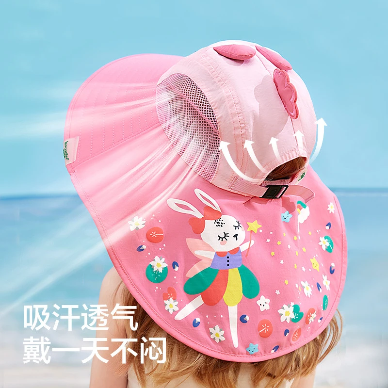 Children Sun Hat Kids Outdoor Neck Ear Cover Anti UV Protection Beach Caps Kids Boy Girl Travel Flap Cap For 1-19 Years Summer
