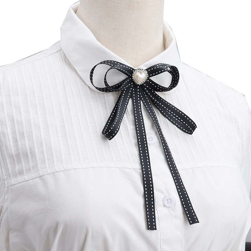 

Small Bow Tie for Women's Girl Bank White Shirt Collar Heart British Korean College Style Fashion Handmade Ribbon Bowtie Pins