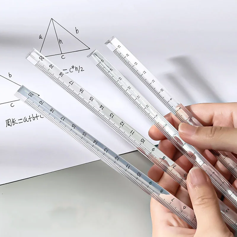 Transparent Triangular Straight Ruler - Cute Stationery Drawing Tool