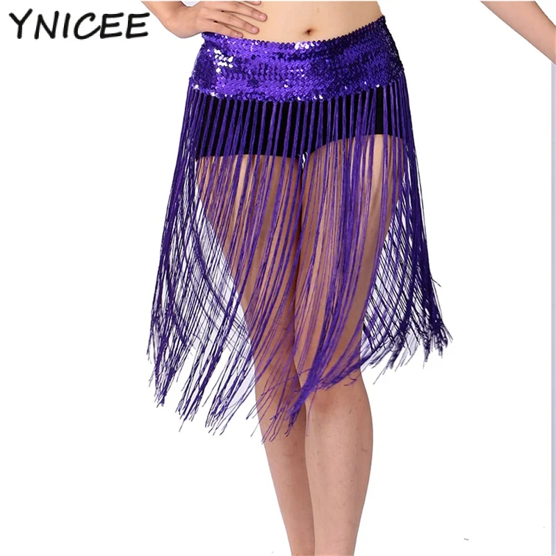 

Tassel Shimmery Belly Dance Hip Scarf for Women Carnival Party Stage Performance Rave Belt Waist Mini Skirt Wrap Indain Costume
