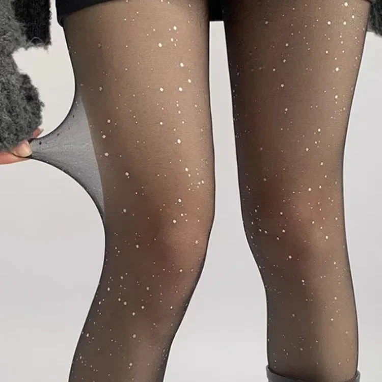 Bling Rhinestone Pantyhose Women Sexy Diamond Fishnet Long Sock Breathable Ultra-Thin Silk Stocking Girls Anti Snag Shiny Tights